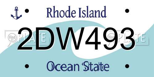2DW493 Rhode Island License Plate