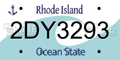 2DY3293 Rhode Island License Plate