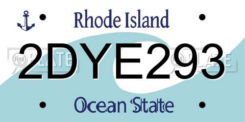 2DYE293 Rhode Island License Plate