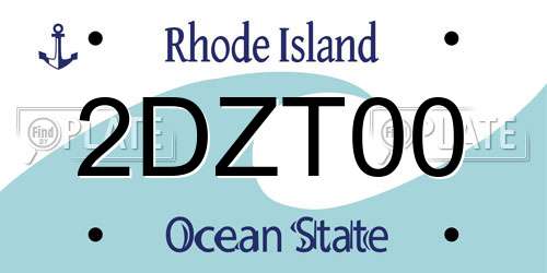 2DZT00 Rhode Island License Plate