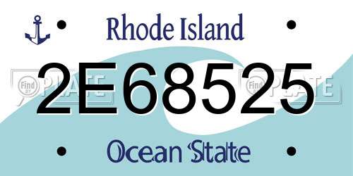 2E68525 Rhode Island License Plate