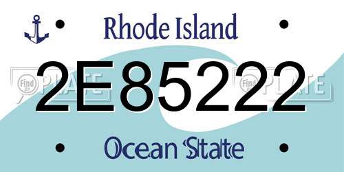 2E85222 Rhode Island License Plate