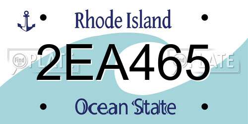 2EA465 Rhode Island License Plate