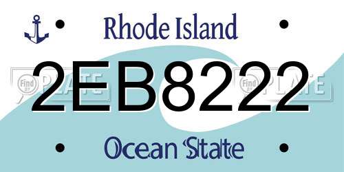 2EB8222 Rhode Island License Plate