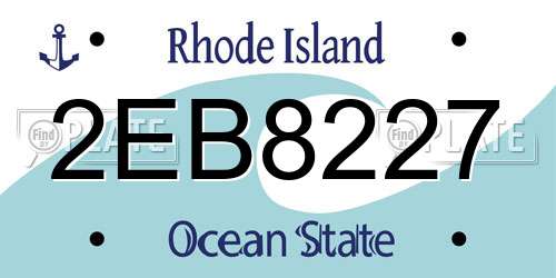 2EB8227 Rhode Island License Plate