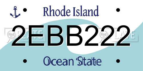 2EBB222 Rhode Island License Plate