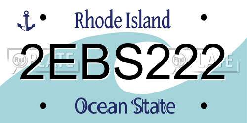 2EBS222 Rhode Island License Plate
