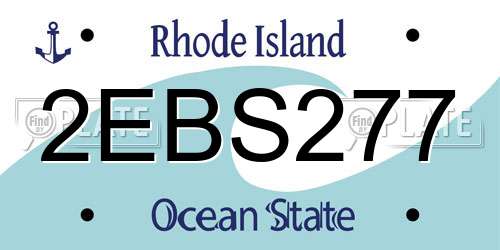 2EBS277 Rhode Island License Plate