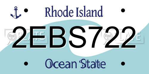 2EBS722 Rhode Island License Plate