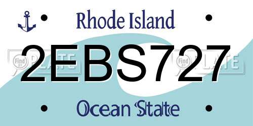 2EBS727 Rhode Island License Plate
