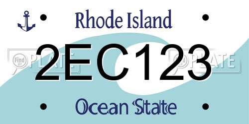 2EC123 Rhode Island License Plate