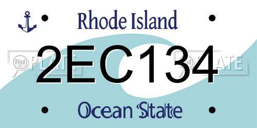 2EC134 Rhode Island License Plate