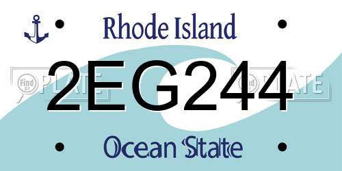 2EG244 Rhode Island License Plate