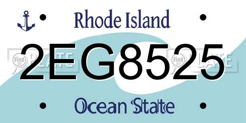 2EG8525 Rhode Island License Plate