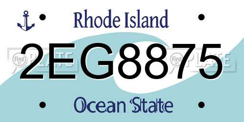 2EG8875 Rhode Island License Plate