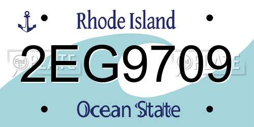 2EG9709 Rhode Island License Plate