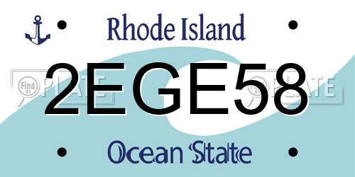 2EGE58 Rhode Island License Plate