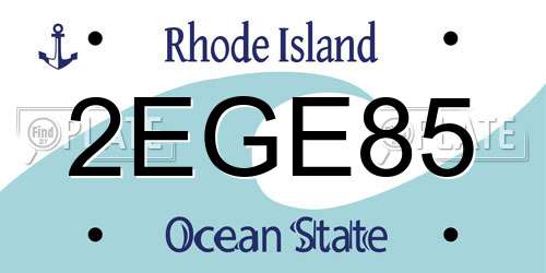 2EGE85 Rhode Island License Plate