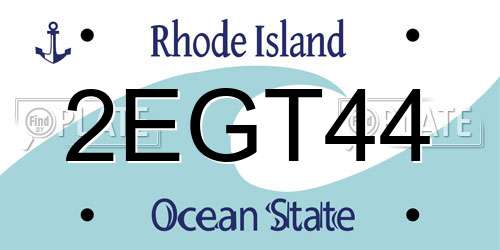 2EGT44 Rhode Island License Plate
