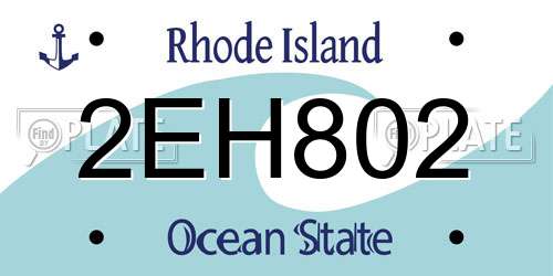 2EH802 Rhode Island License Plate