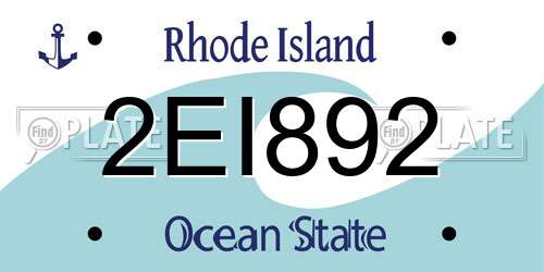 2EI892 Rhode Island License Plate