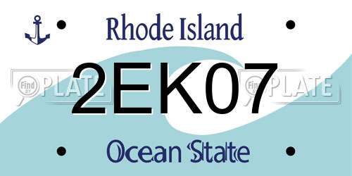 2EK07 Rhode Island License Plate