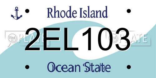 2EL103 Rhode Island License Plate