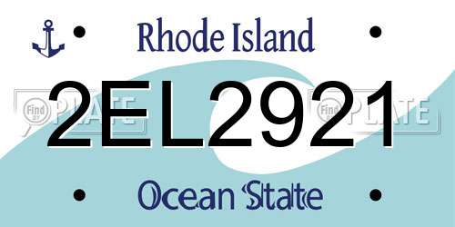 2EL2921 Rhode Island License Plate