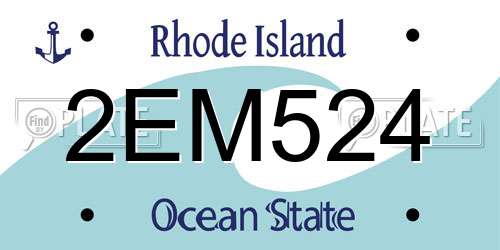 2EM524 Rhode Island License Plate