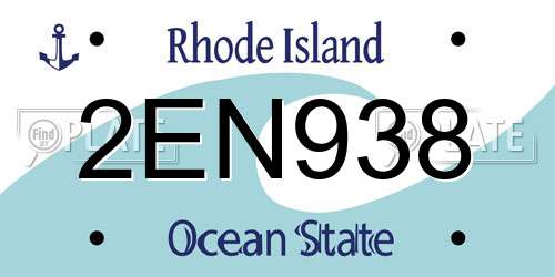 2EN938 Rhode Island License Plate