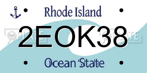 2EOK38 Rhode Island License Plate