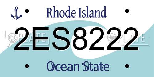 2ES8222 Rhode Island License Plate