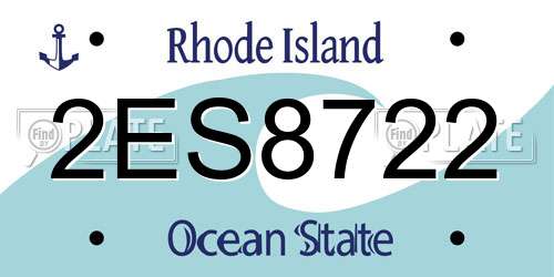2ES8722 Rhode Island License Plate