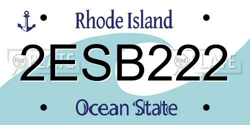 2ESB222 Rhode Island License Plate