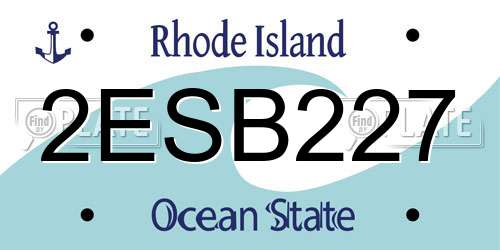 2ESB227 Rhode Island License Plate