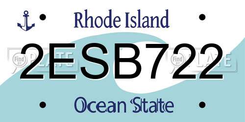 2ESB722 Rhode Island License Plate