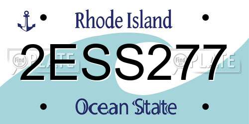 2ESS277 Rhode Island License Plate