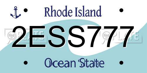 2ESS777 Rhode Island License Plate