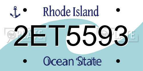 2ET5593 Rhode Island License Plate