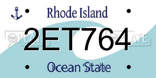 2ET764 Rhode Island License Plate