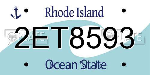 2ET8593 Rhode Island License Plate