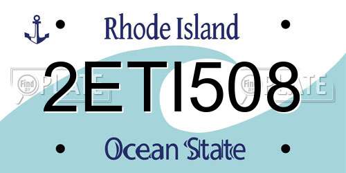 2ETI508 Rhode Island License Plate