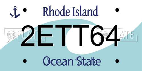 2ETT64 Rhode Island License Plate