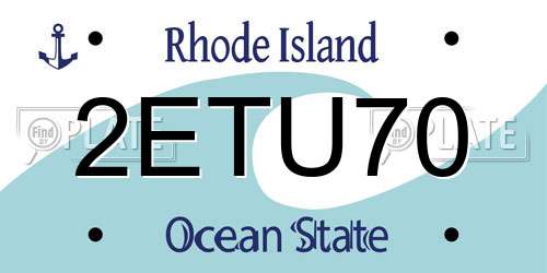 2ETU70 Rhode Island License Plate