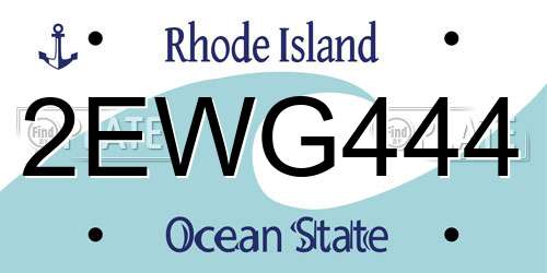 2EWG444 Rhode Island License Plate