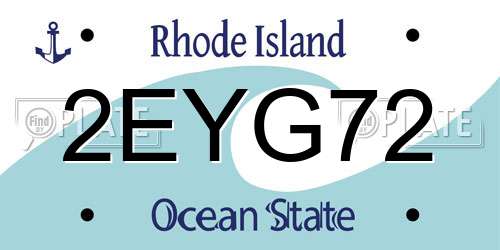 2EYG72 Rhode Island License Plate