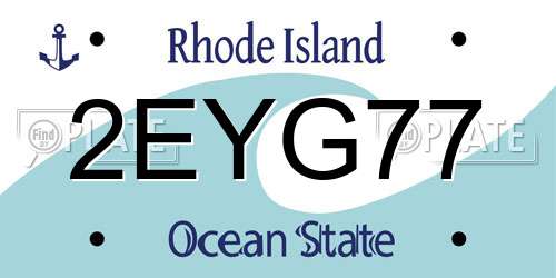 2EYG77 Rhode Island License Plate