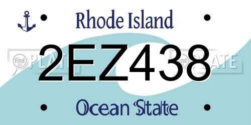 2EZ438 Rhode Island License Plate
