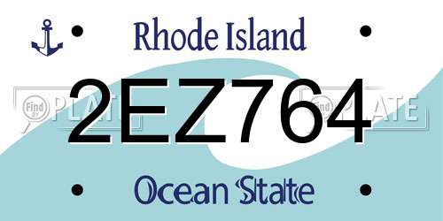 2EZ764 Rhode Island License Plate