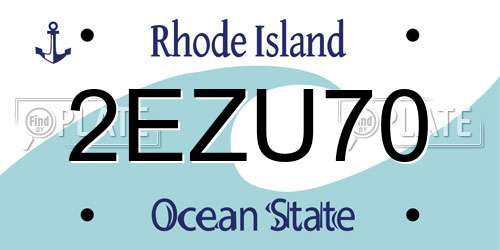 2EZU70 Rhode Island License Plate